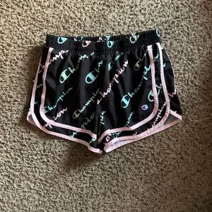 Champion kids Black Shorts with Pink and Teal Accents